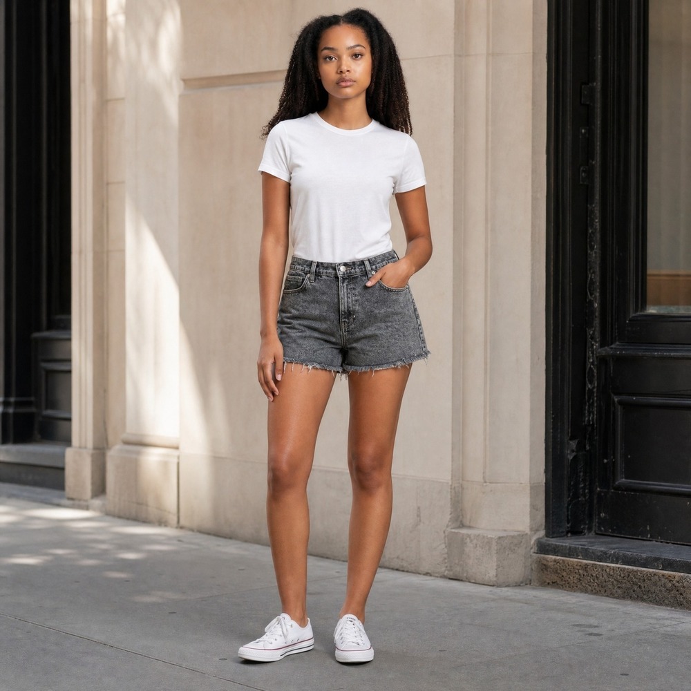 KENDALL + KYLIE The Drifter High Rise Denim Shorts 11/30 Black Acid Wash Cutoff